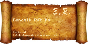 Bencsik Réka névjegykártya